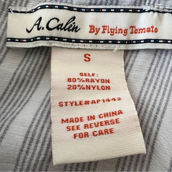 A. CALIN By Flying Tomato White Black Striped  Women's Ruffle  Jumpsuit  S - Picture 3 of 7